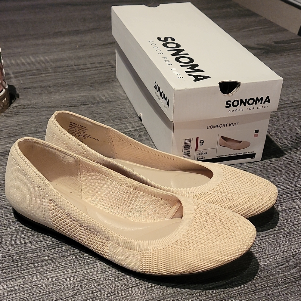 Sonoma Cream Knit Ballet Flats